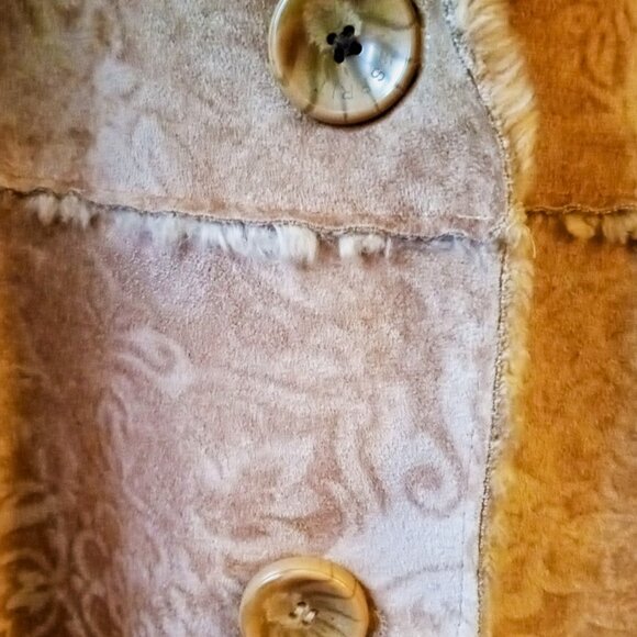 Esprit Outerwear Boutique Women's Suede Faux Fur Trim Jacket Size L Creamy Color - Picture 6 of 8